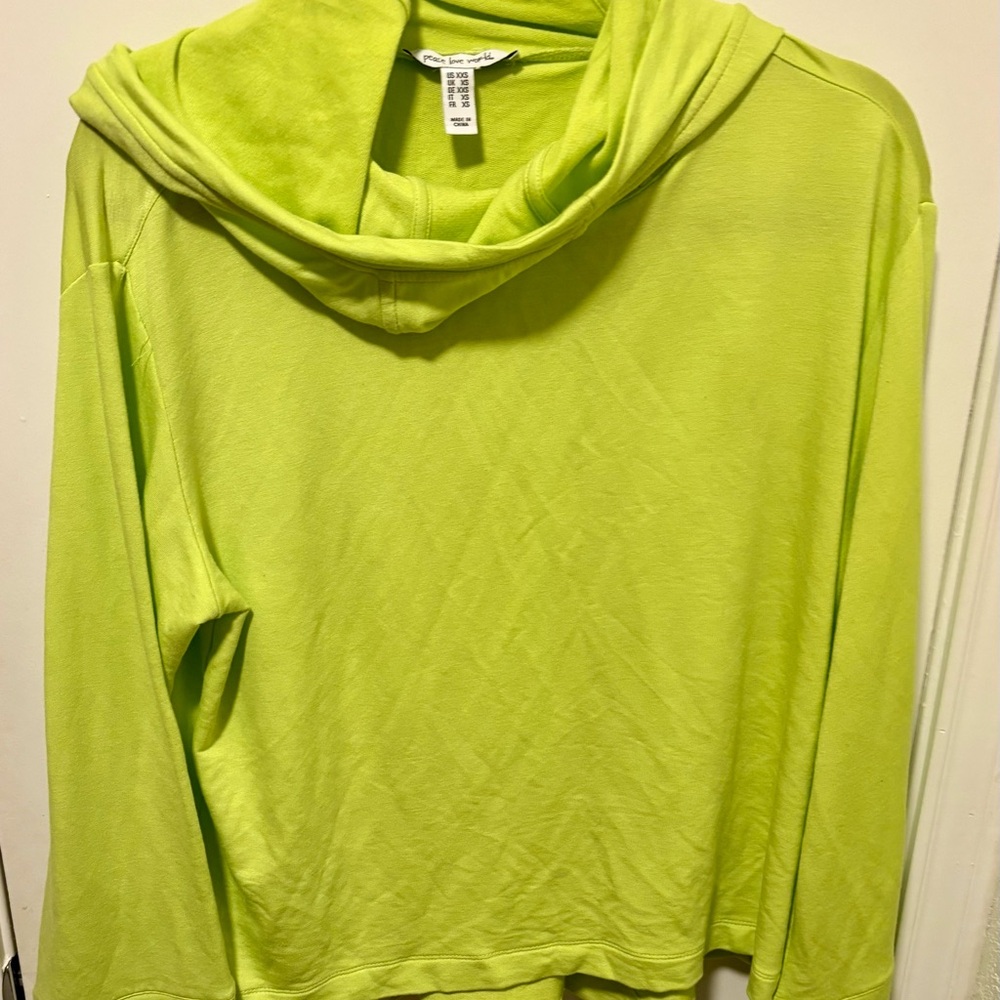 Peace Love World Vibrant Lime Sweatshirt